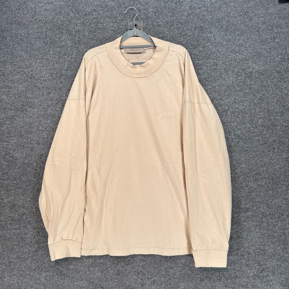 Fear of God Essentials Long Sleeve Tshirt Mens XXL Tan Oversized Streetwear Tee